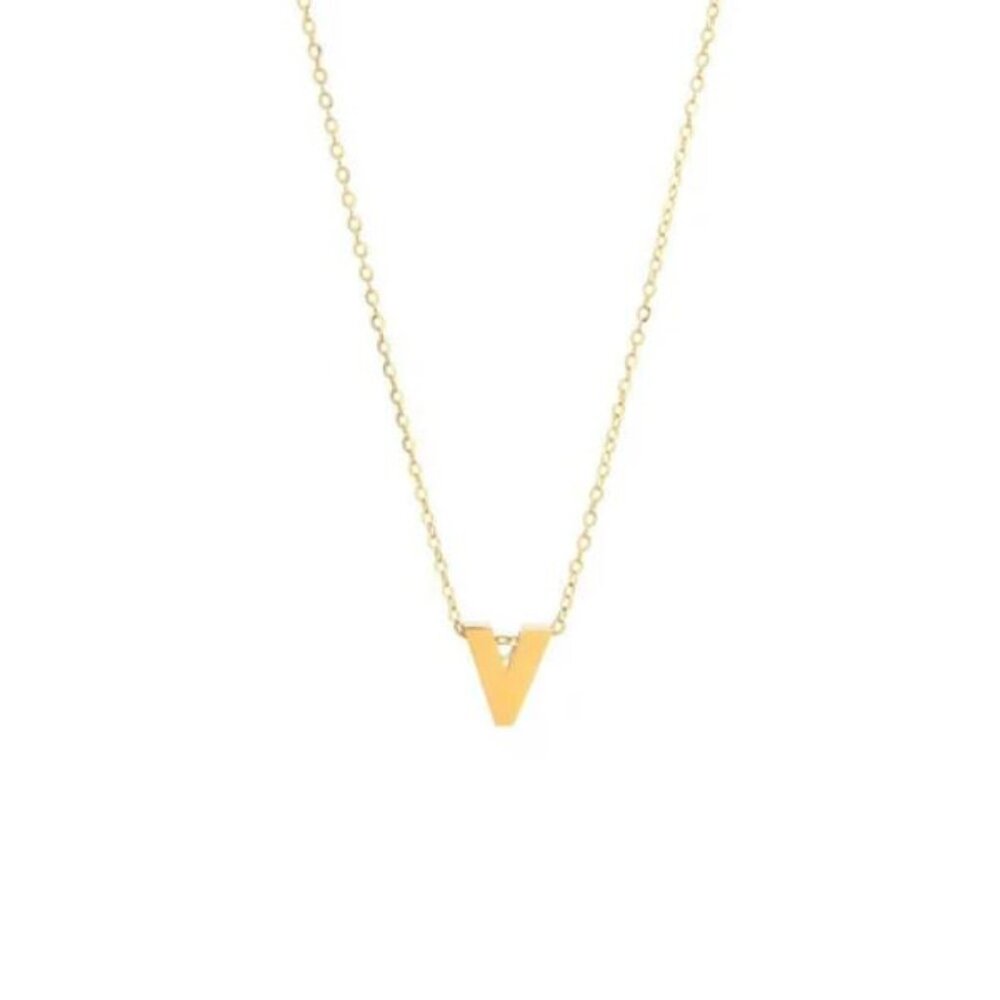 14K GOLD V INITIAL NECKLACE